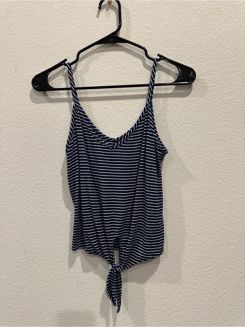Striped Navy Tie-Front Tank Top